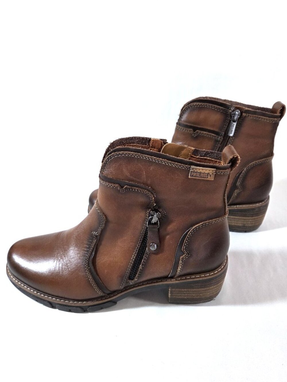 Pikolinos Brown Leather San Sebastian Zipper Booties Size 39 - Picture 3 of 6